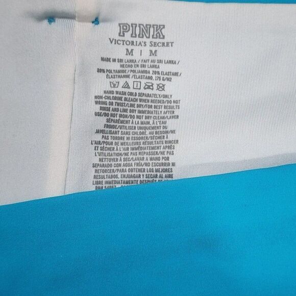 Victoria`s Secret PINK- M (D-DD)Aqua Blue Strappy Front Bikini Top & Bottom - Picture 9 of 9